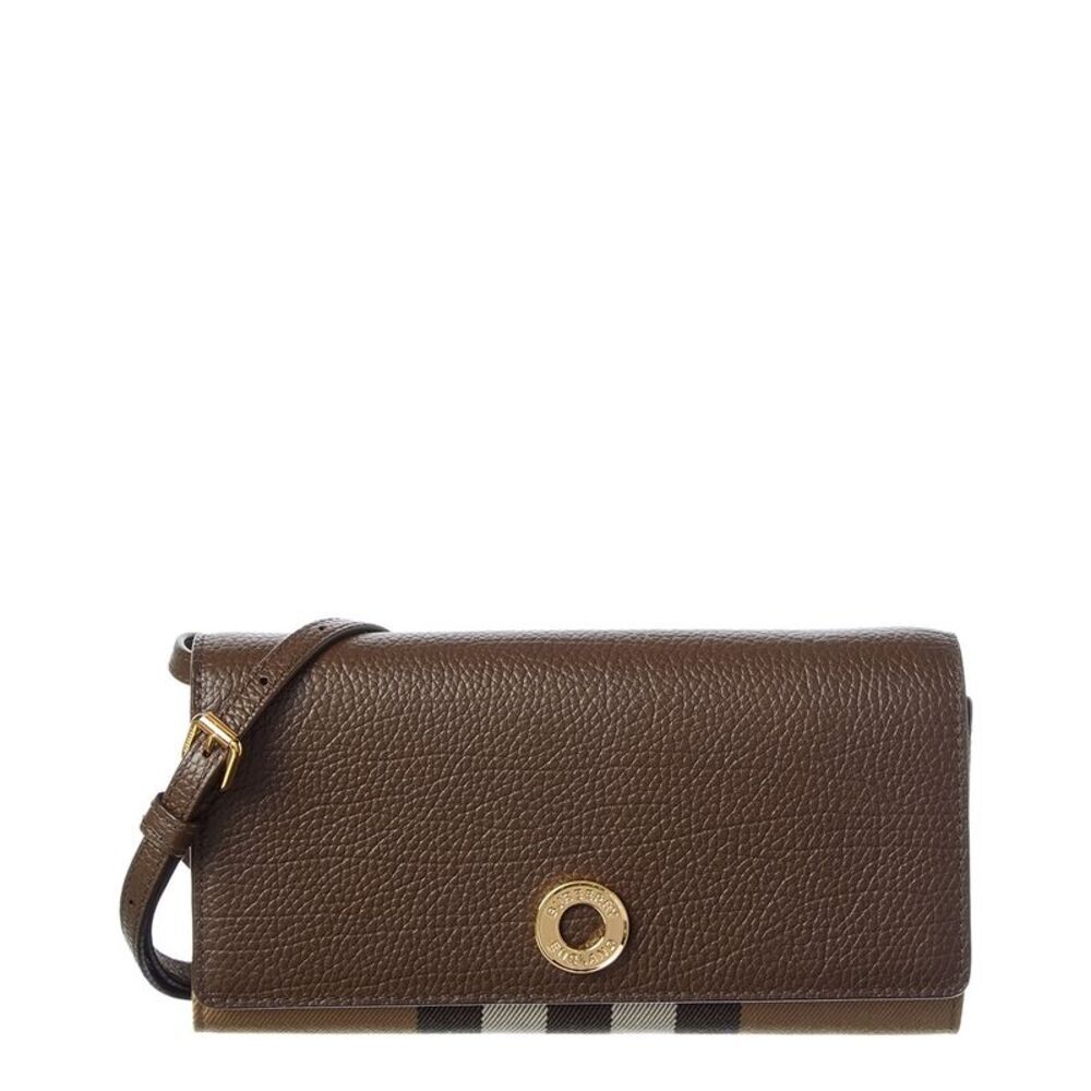 Burberry Check Canvas & Leather Crossbody, Brown